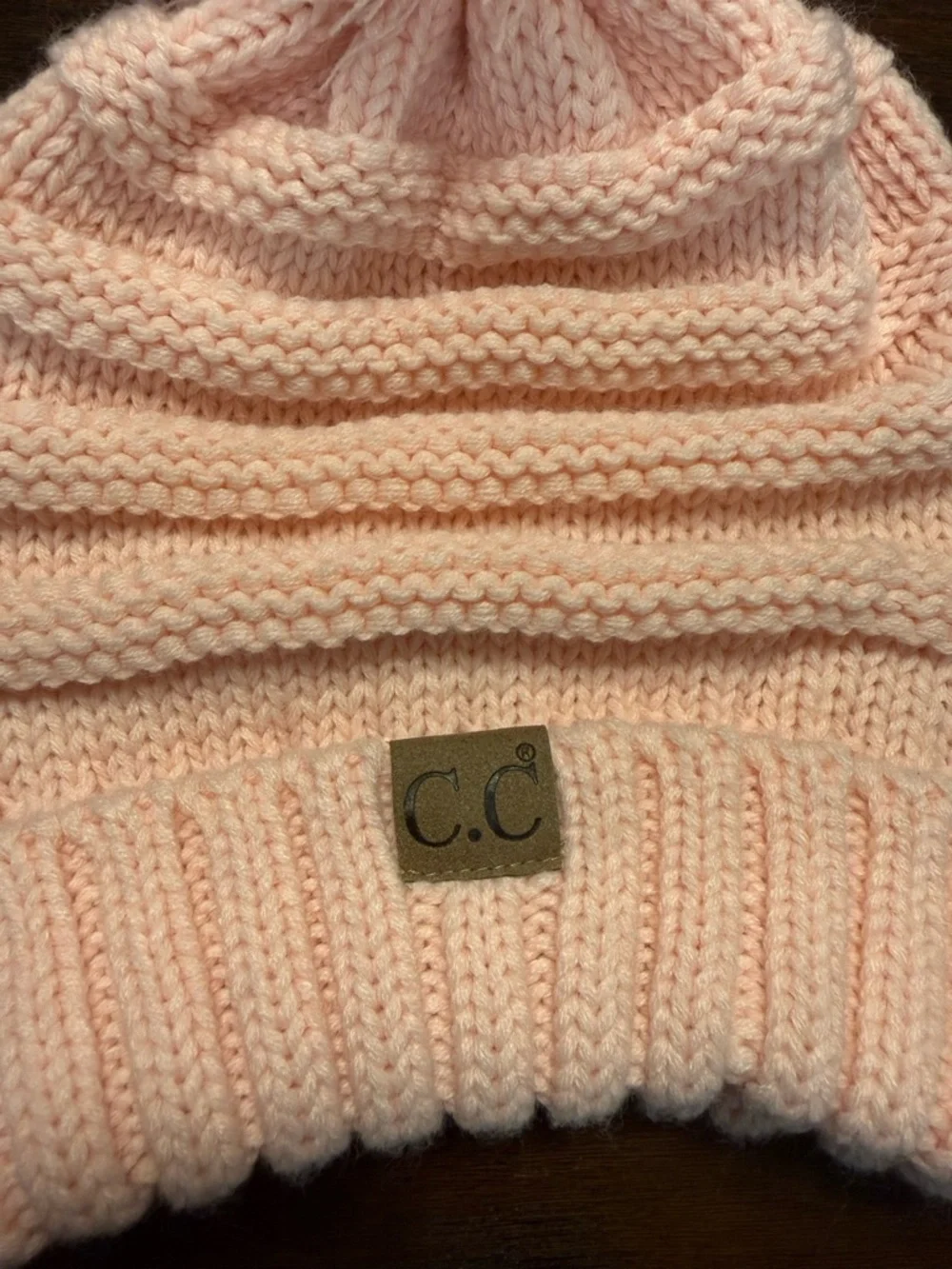 C.C Women's Exclusive Knitted Pink Cable Knit Knitted Hat Beanie with LG Pom Pom